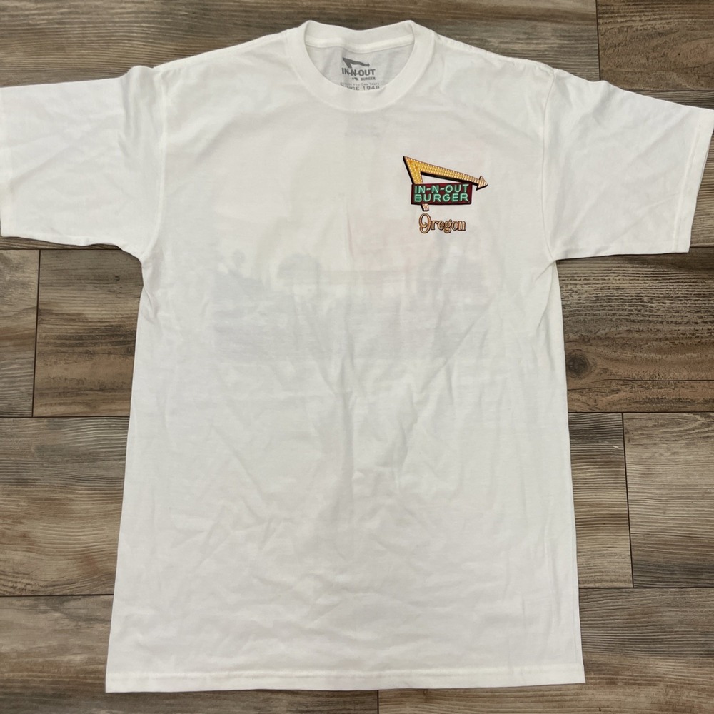 In-N-Out Burger Mens White Sunset Drive-In Oregon Graphic T-Shirt Size M